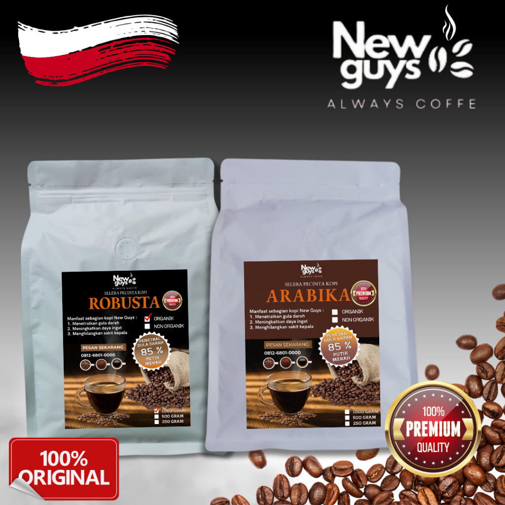 

Kopi New Guys | Kopi Arabika dan Robusta Lampung Asli | 100% Kopi Tanpa Campuran