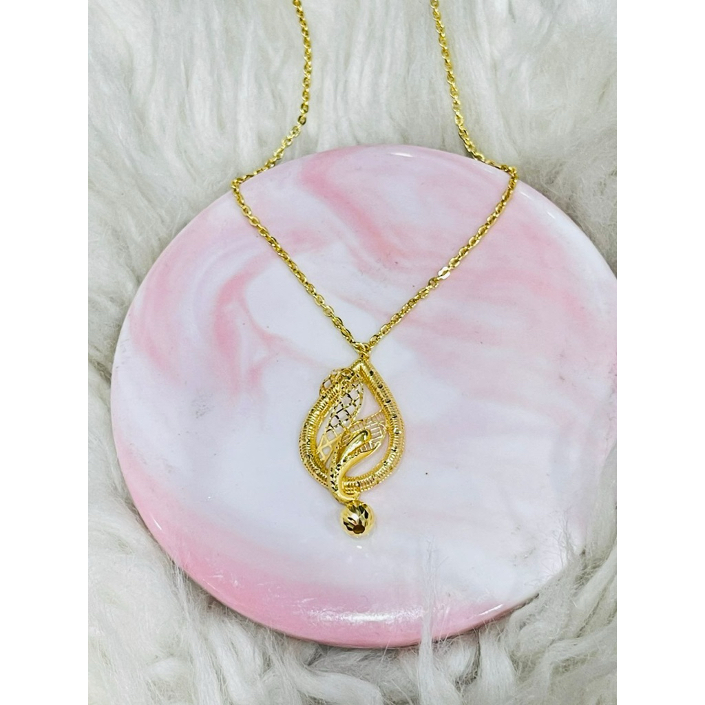 kalung fancy kerawang swan bola kristal rumbai emas asli kadar 700