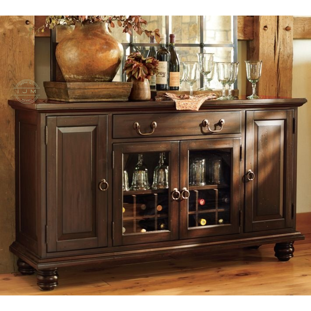 Bufet Cabinet TV Ruang Tamu Bufet Jati Serbaguna Model Klasik Minimalis Mewah