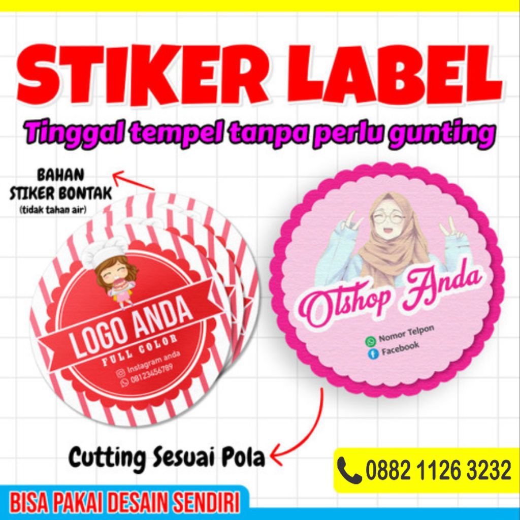 

CETAK STIKER BAHAN CROMO (CUTTING SESUAI POLA) MURAH