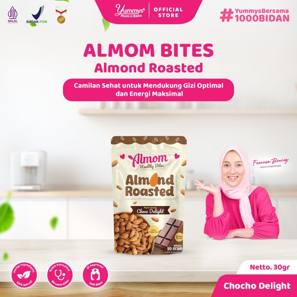 

Almom Roasted Choco Delight - Kacang Almond Panggang 30gr | Camilan Sehat Rendah Kalori - Non MSG
