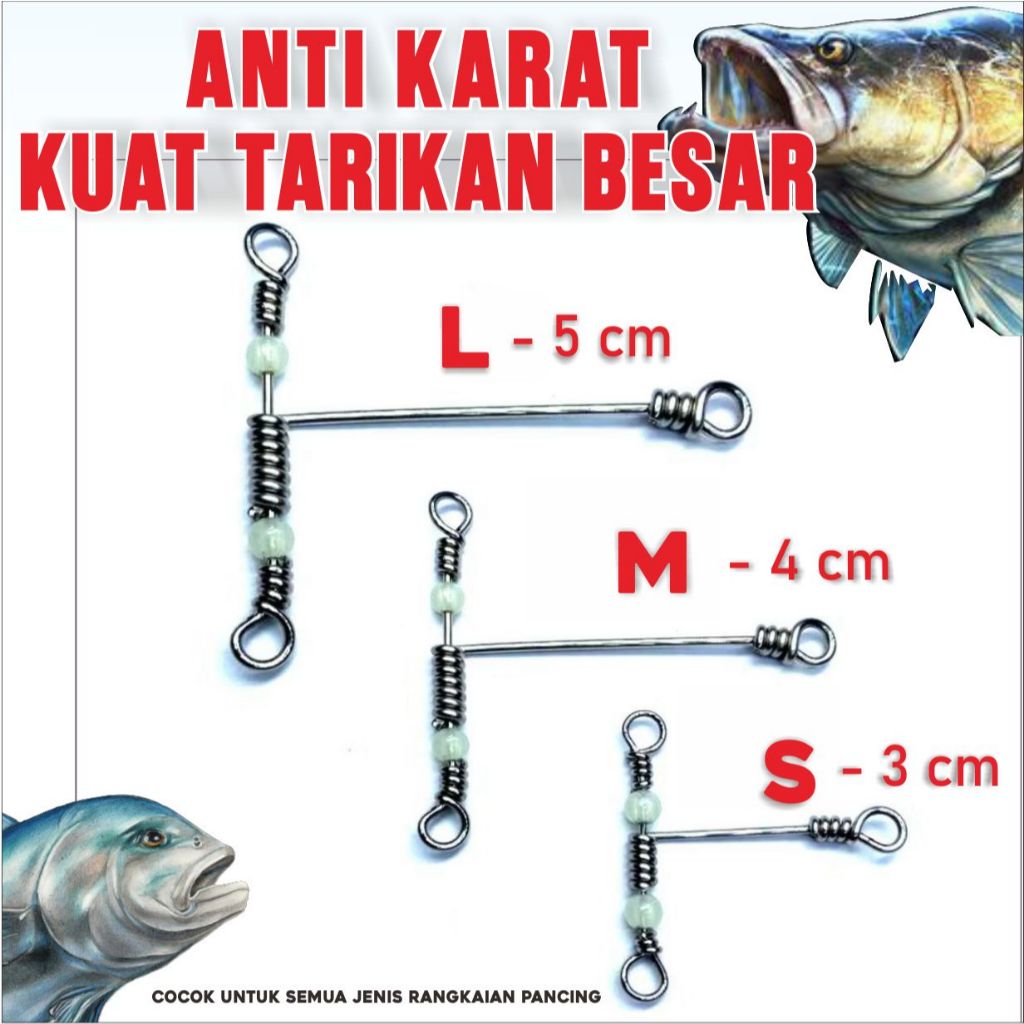 Swivel Kili Kili Pancing 3 Arah Three Way Stainless Steel Anti Karat Sambungan Mata Kail Laut Sungai