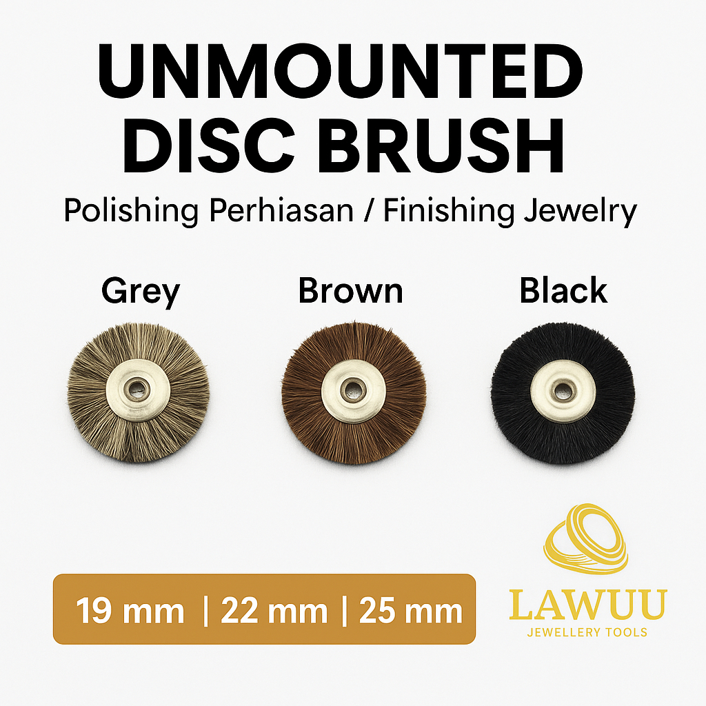 Sikat Roda Tanpa As / Unmounted Disc Brush Poles Perhiasan – Grey, Brown, Black (19mm | 22mm | 25mm)