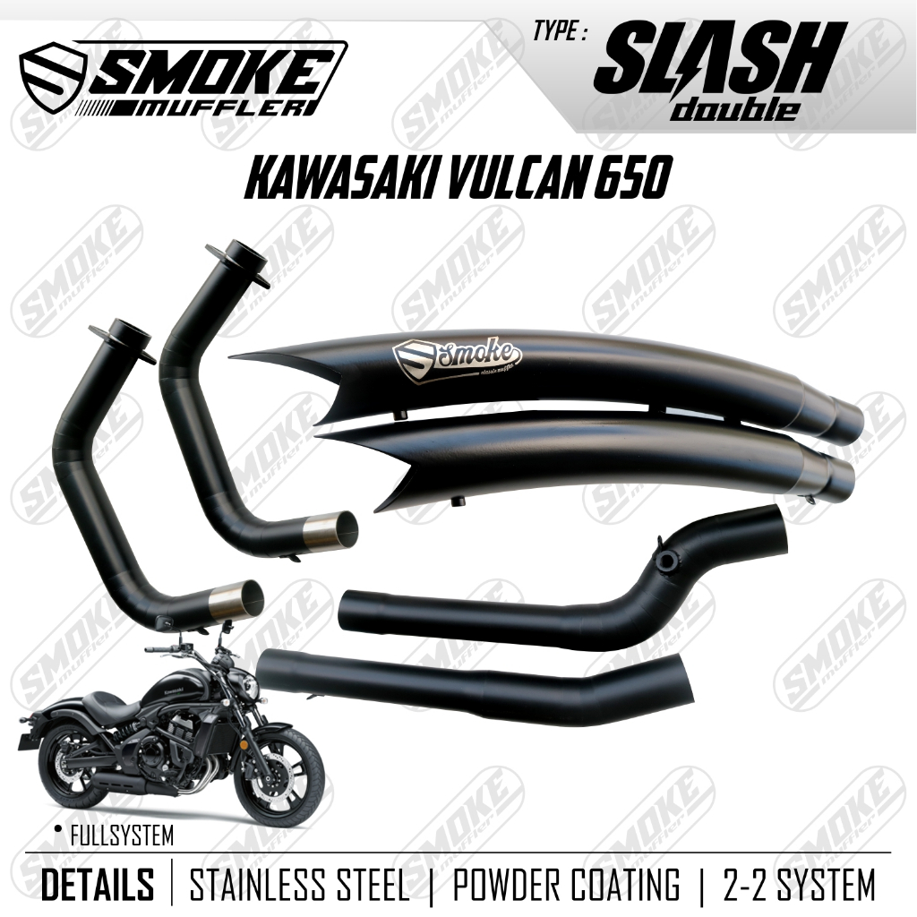 Knalpot Kawasaki Vulcan 650S Double Muffler Original Smoke Muffler