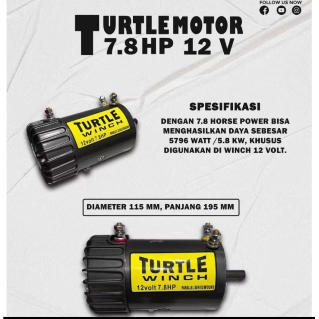 MOTOR DINAMO WINCH TURTLE 12 VOLT