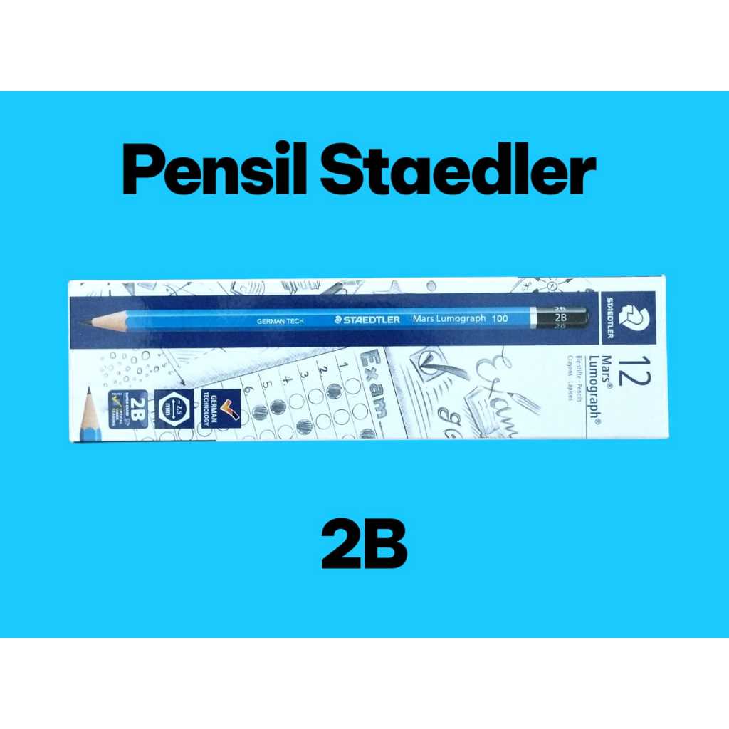 

Pensil 2B Staedtler Ujian Original - 1 Pack Isi 12 Buah / Pensil Staedtler 2B Asli