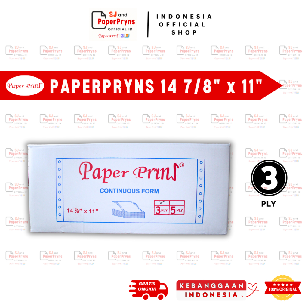 

PAPERPRYNS Kertas Continuous Form 14 7/8" × 11" (3 PLY) NCR Sheets