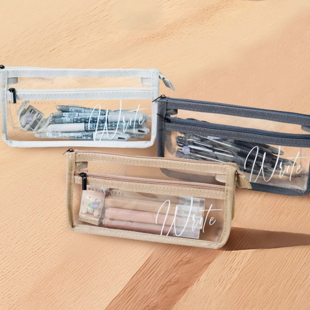 

Tempat Pensil Korea Segitiga Transparant PVC Wengu Pouch Triangle Pencil Case - Kotak Alat Tulis Pensil Case