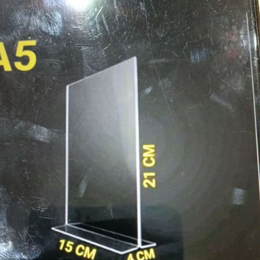 

tempat brosur akrilik A5 tebal 2mm/ tent card akrilik/ tent holder akrilik