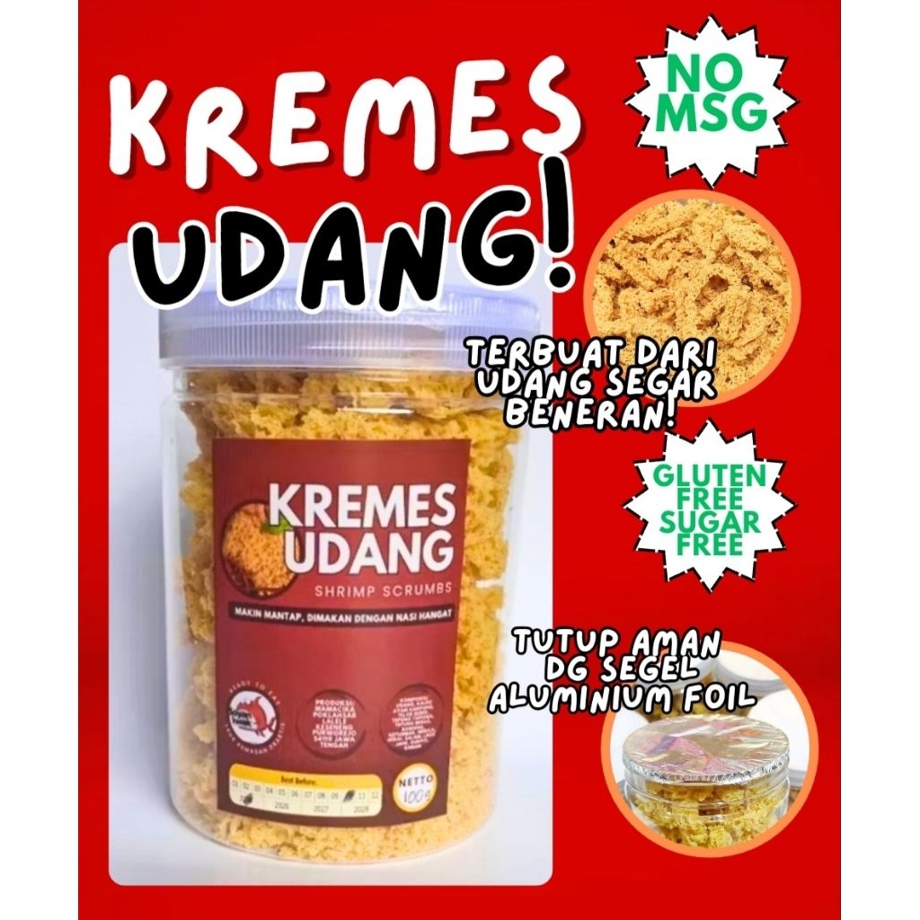 

KREMES UDANG 100g/ kremesanudang / kremesan Mpasi / cemilanSehatAnak / anak GTM / kremesan non msg