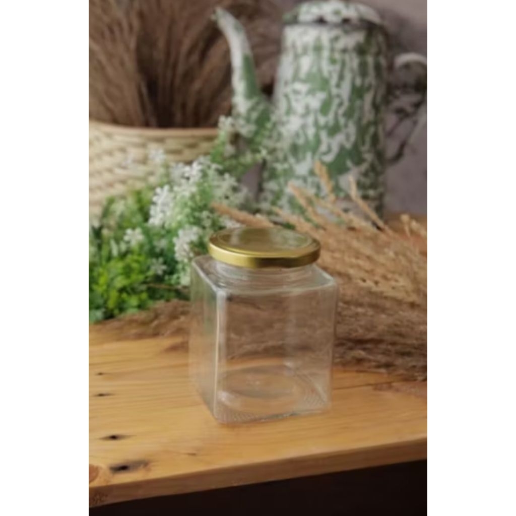 Tuansampurna || 500ml Toples Kaca Kotak Jar Kaca Jar Selai Toples Kotak Botol Kotak 500ml