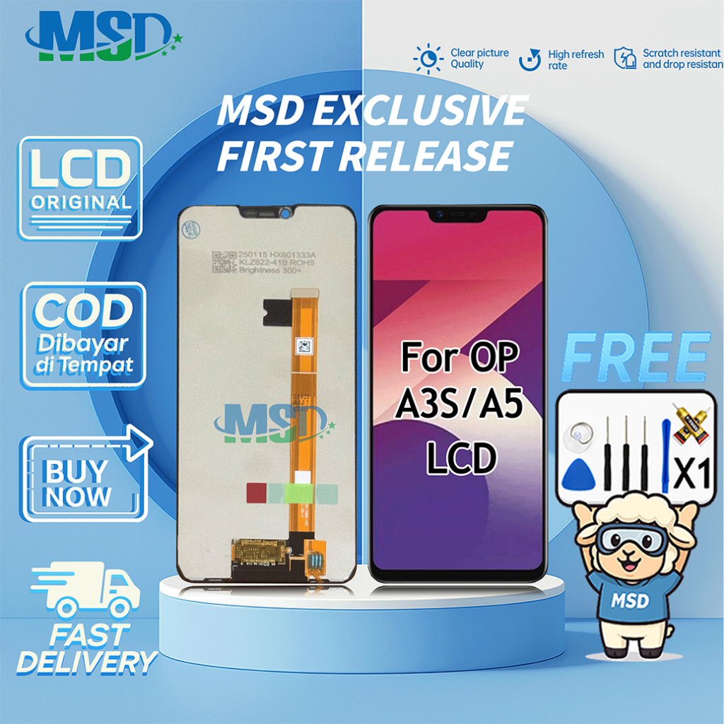 LCD OPPO A3S/A5  UNIVERSAL FULLSET Touchscreen LCD HP OG ASUGAR/MSD