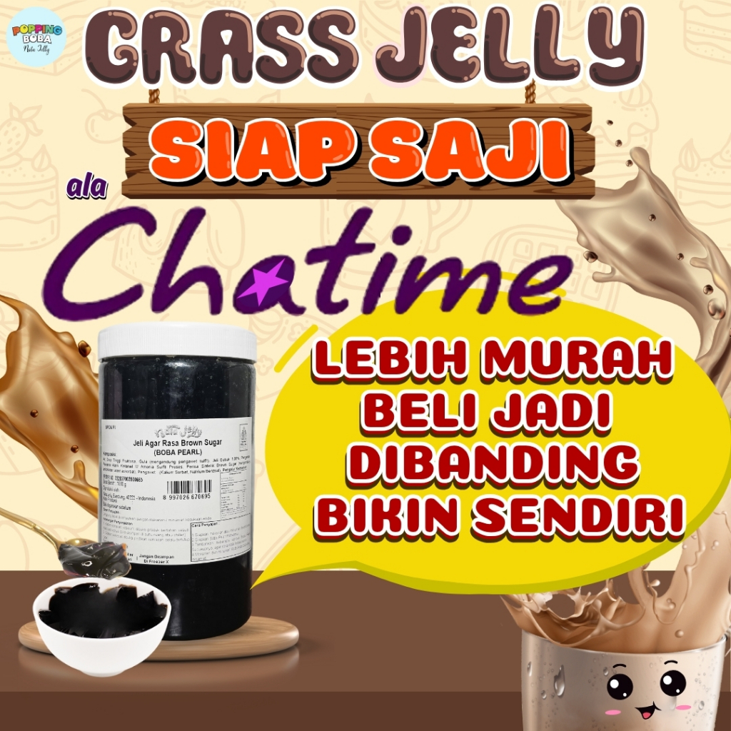 

GRASS JELLY CINCAU HITAM TAIWAN ALA CHATIME - CINCAU HITAM LEMBUT SIAP SAJI 1KG | UNTUK TOPPING MINUMAN – POPPING BOBA MELETUS PECAH DIMULUT NATA JELLY