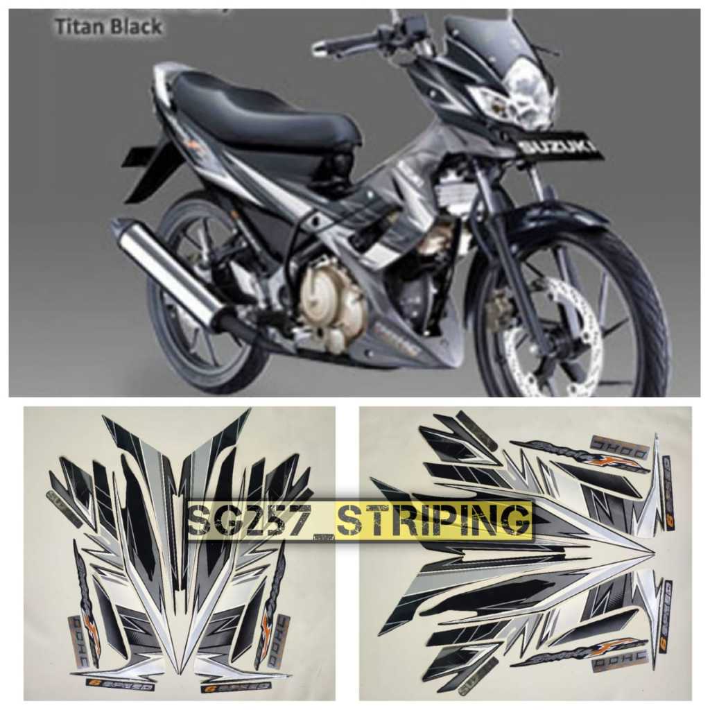 Striping Stiker Motor Suzuki Satria Fu F150 Barong 2009 Hitam Abu Standar Berkualitas