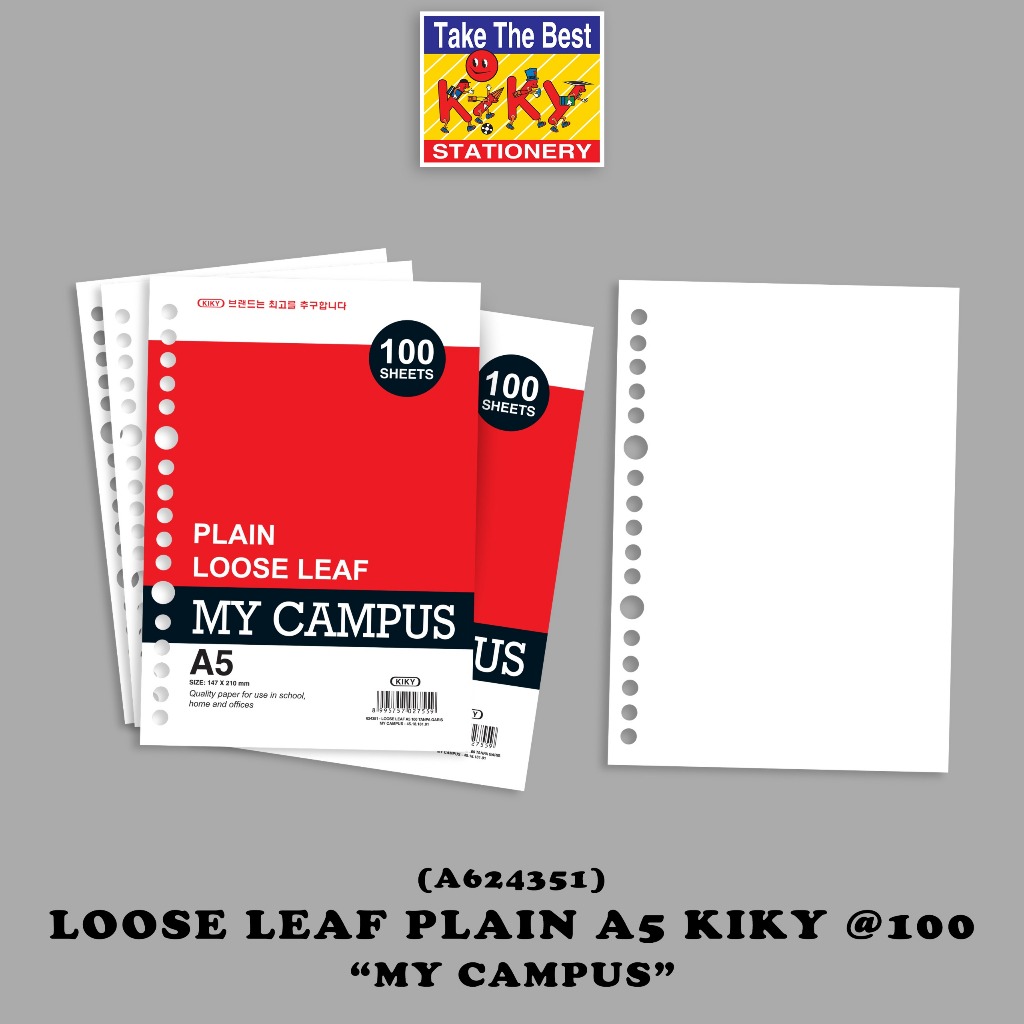 

KIKY Loose Leaf /Kertas File Putih Tanpa Garis Ukuran A5 100 Lembar
