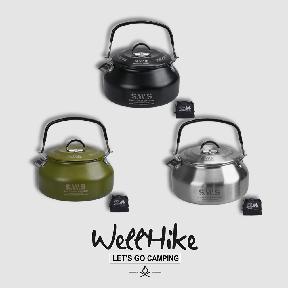 WellHike Teko Aesthetic Cerek Luar Ruangan Stainless Steel 304 Untuk Kemring dan Piknik. Cerek Kemri