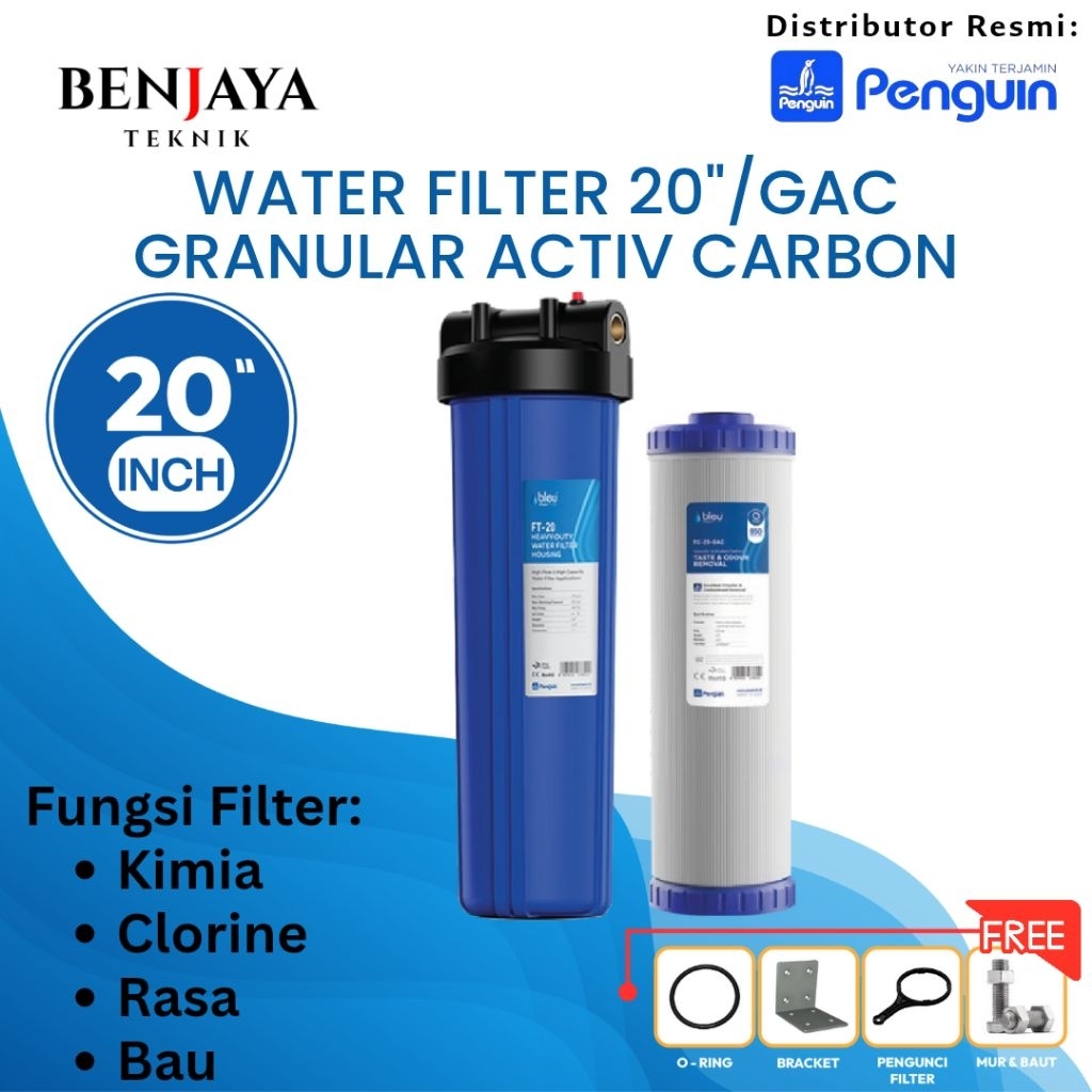 WATER FILTER 20" CARBON - GAC / Filter Bleu Penguin