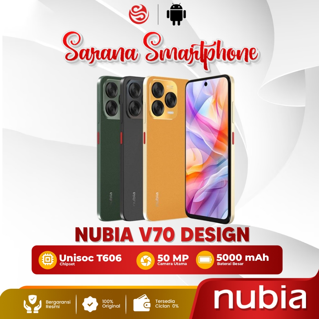 Nubia V70 Design NFC Ram 8/128GB 8/256GB Hp Android 1 Jutaan Smartphone Original Garansi Resmi