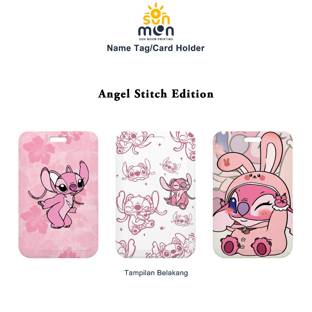 

Sun Moon Printing Card Holder Angel Stitch Edition Nametag Tanpa Tali Souvenir Hadiah Anak Kado Tempat Simpan Kartu Lucu Stitch