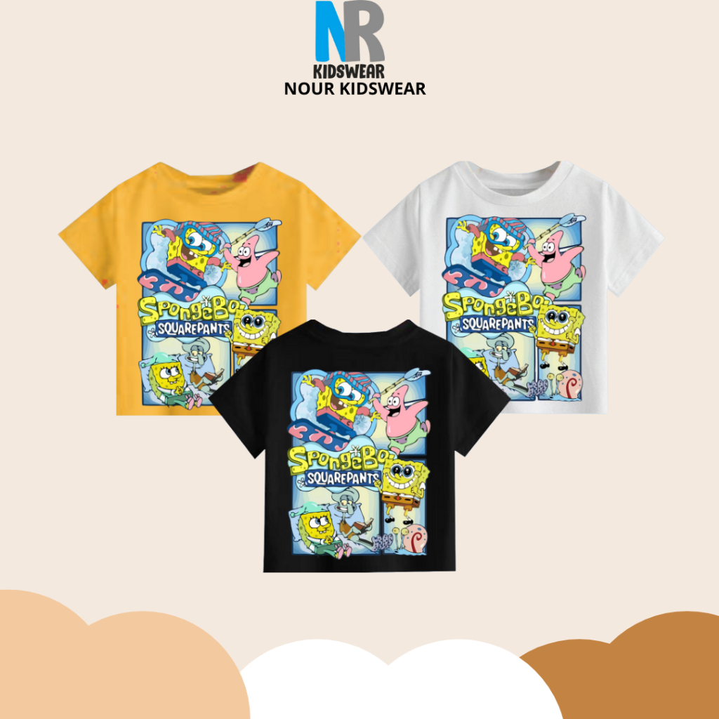 Nour Baju Anak / T-shirt Anak / Kaos Anak Laki - Laki dan Perempuan 1 - 10 Tahun SpongeBob: Petualan