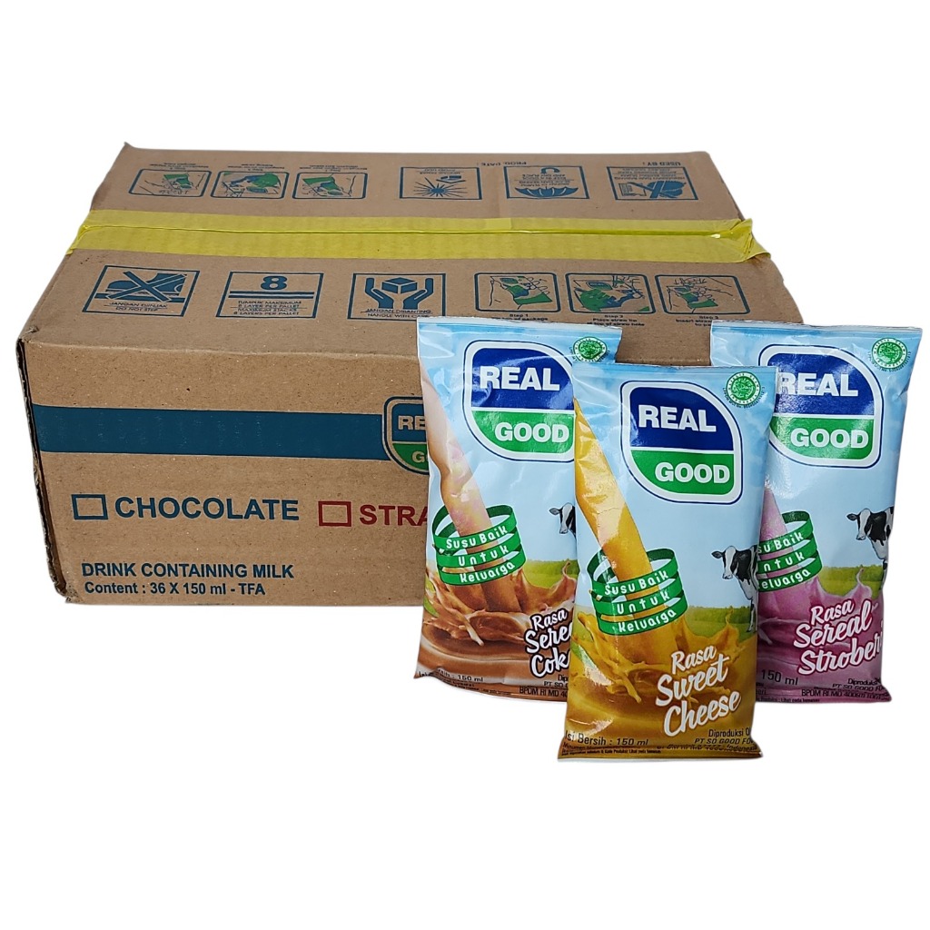 

Susu UHT Real Good Bantal KARTON - Netto 150 ml x 36 pcs