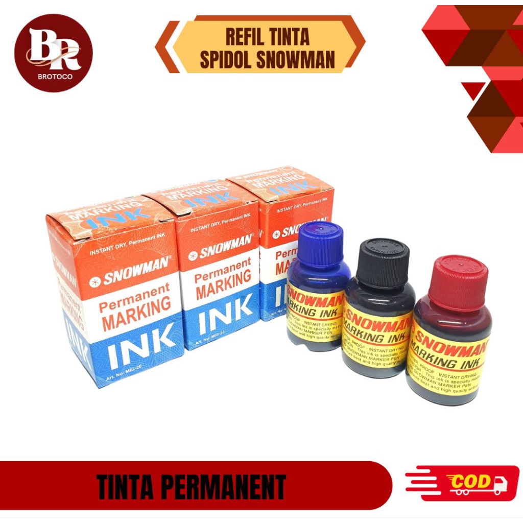 

[BROTOCO] Refill Tinta Spidol Snowman MIG-20 Permanent - Marking Ink Berkualitas
