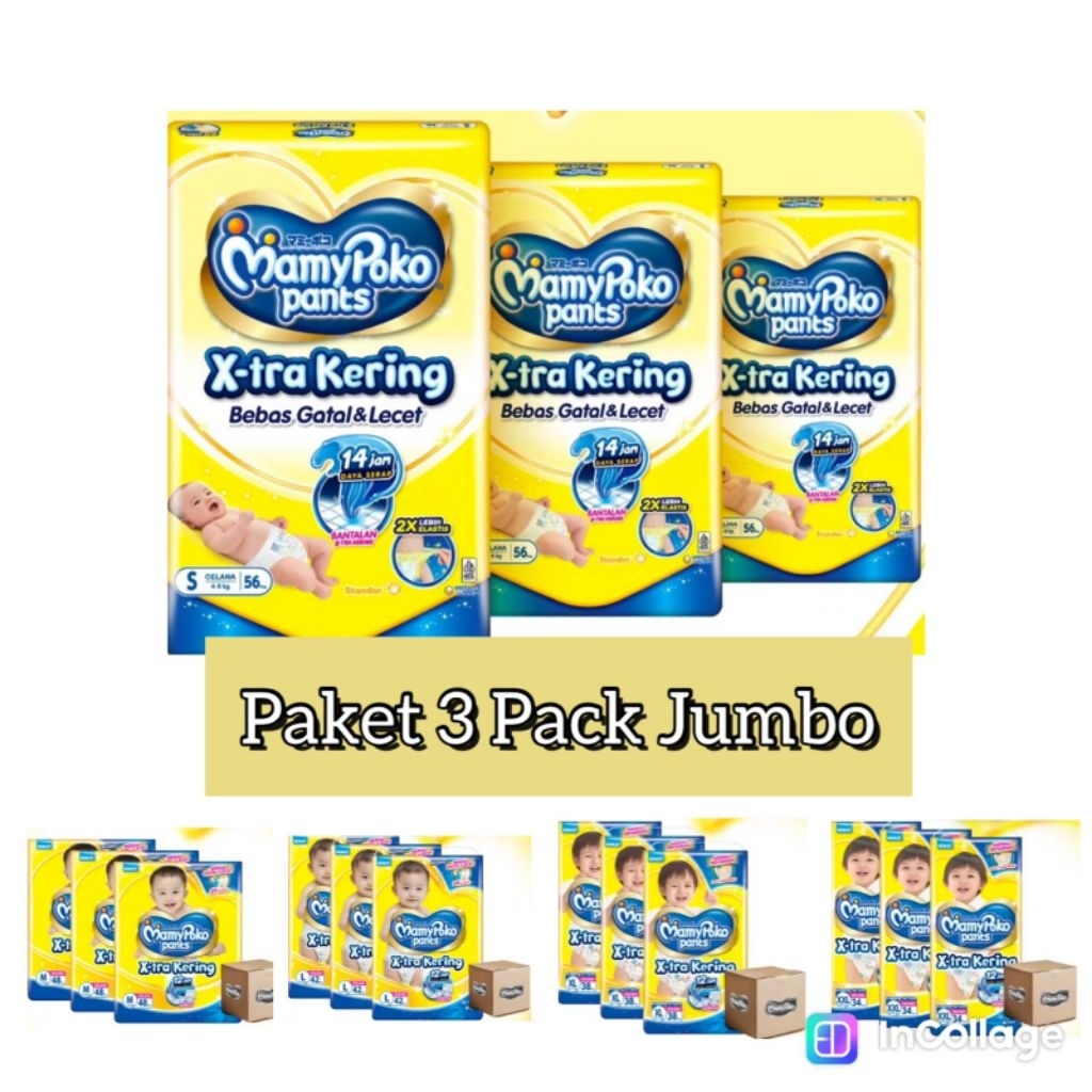 Mamypoko Xtra Pants PAKET 3 BAL S56/M48/L42/XL38/XXL34