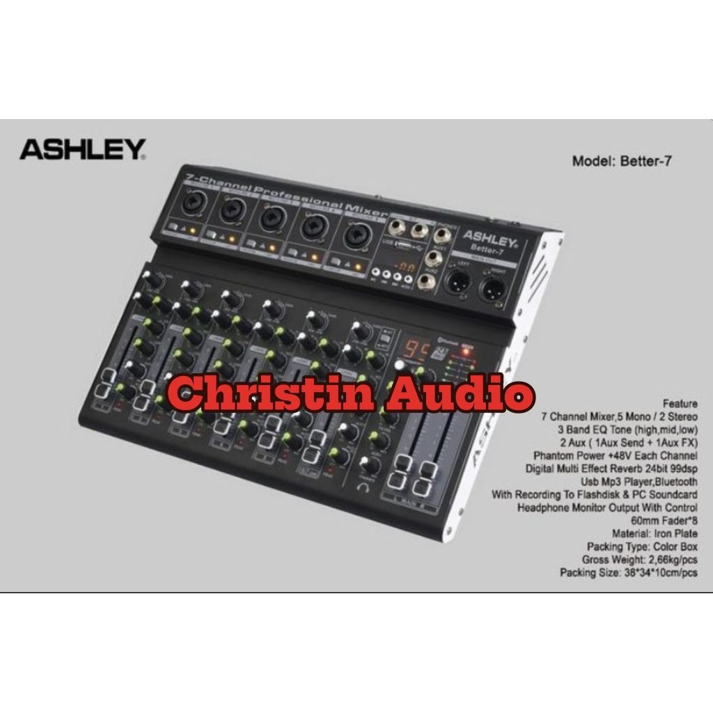 Mixer Ashley Better 7 7 Channel 24 Bit 99 DSP Efek Vocal Usb Bluetooth Original