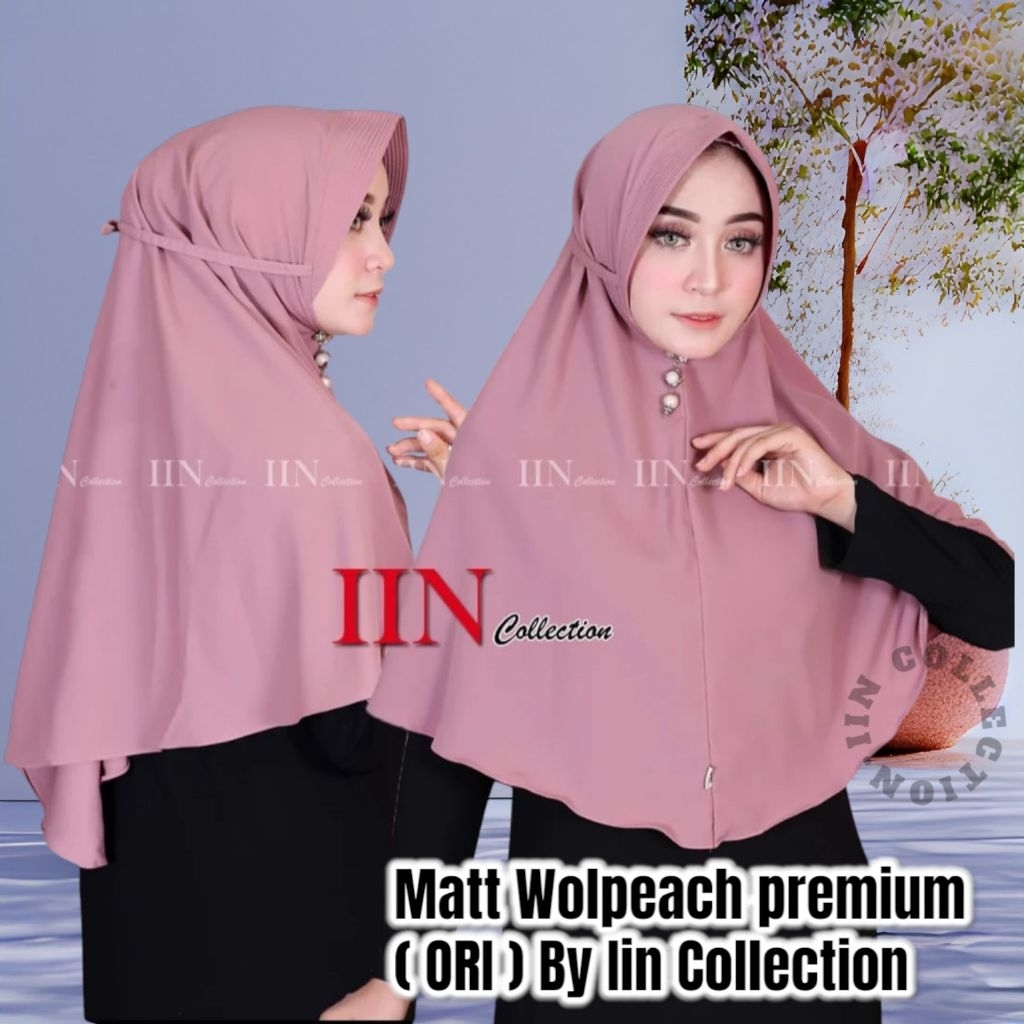 (ORI) Bergo wolfis by Iin Collection / jilbab pet pakai tali adem cocok buat daily size L