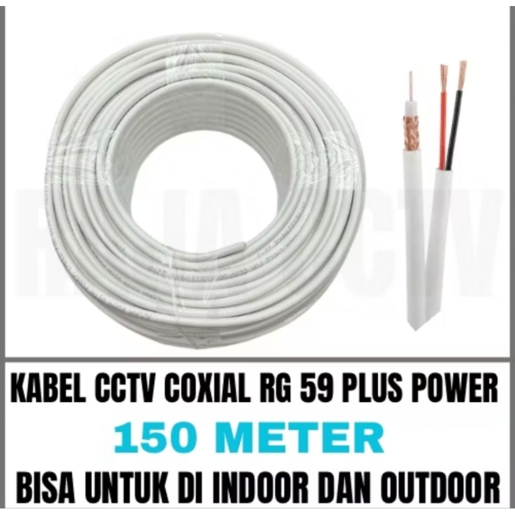 kabel cctv 150 meter rg59 plus power khusus indoor dan outdoor