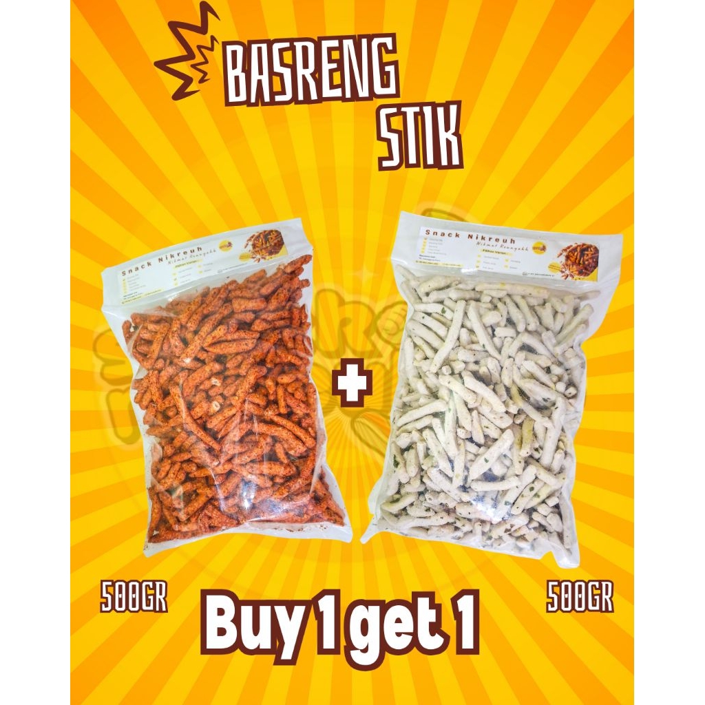 

BUY 1 GET 1 Basreng Stik 500g Pedas Daun Jeruk +Asin Daun Jeruk