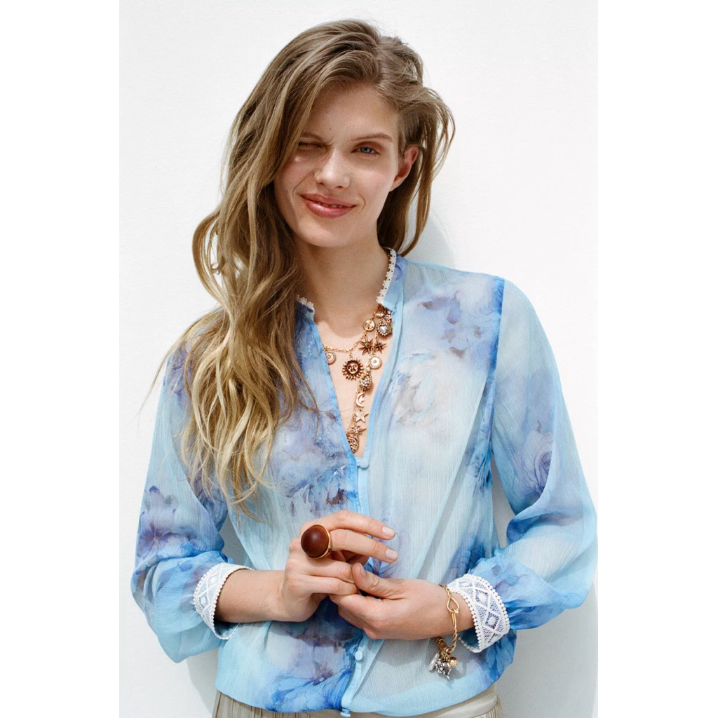 2025 Zara flower blouse BNWT