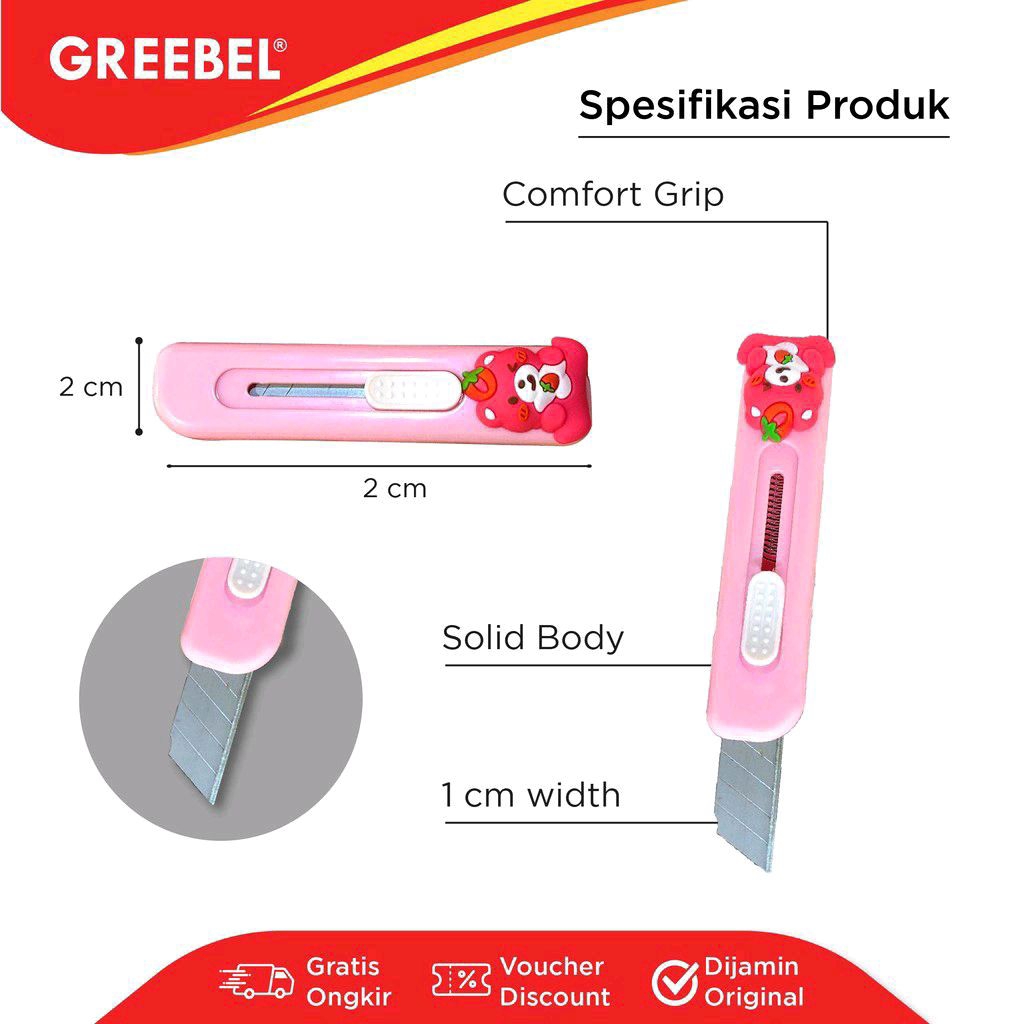 

GREEBEL Mini Cutter MC- 1008 (1Pcs) / Kater Lucu / Cuter karakter / Kater Untuk Anak Sekolah
