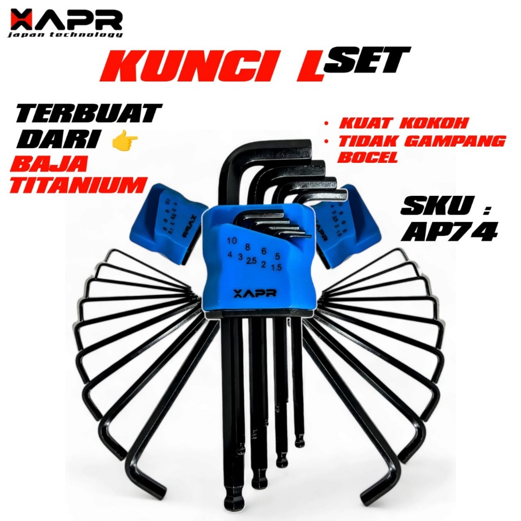 APR KUNCI L SET PANJANG BALL JOINT HITAM / KUNCI L APR
