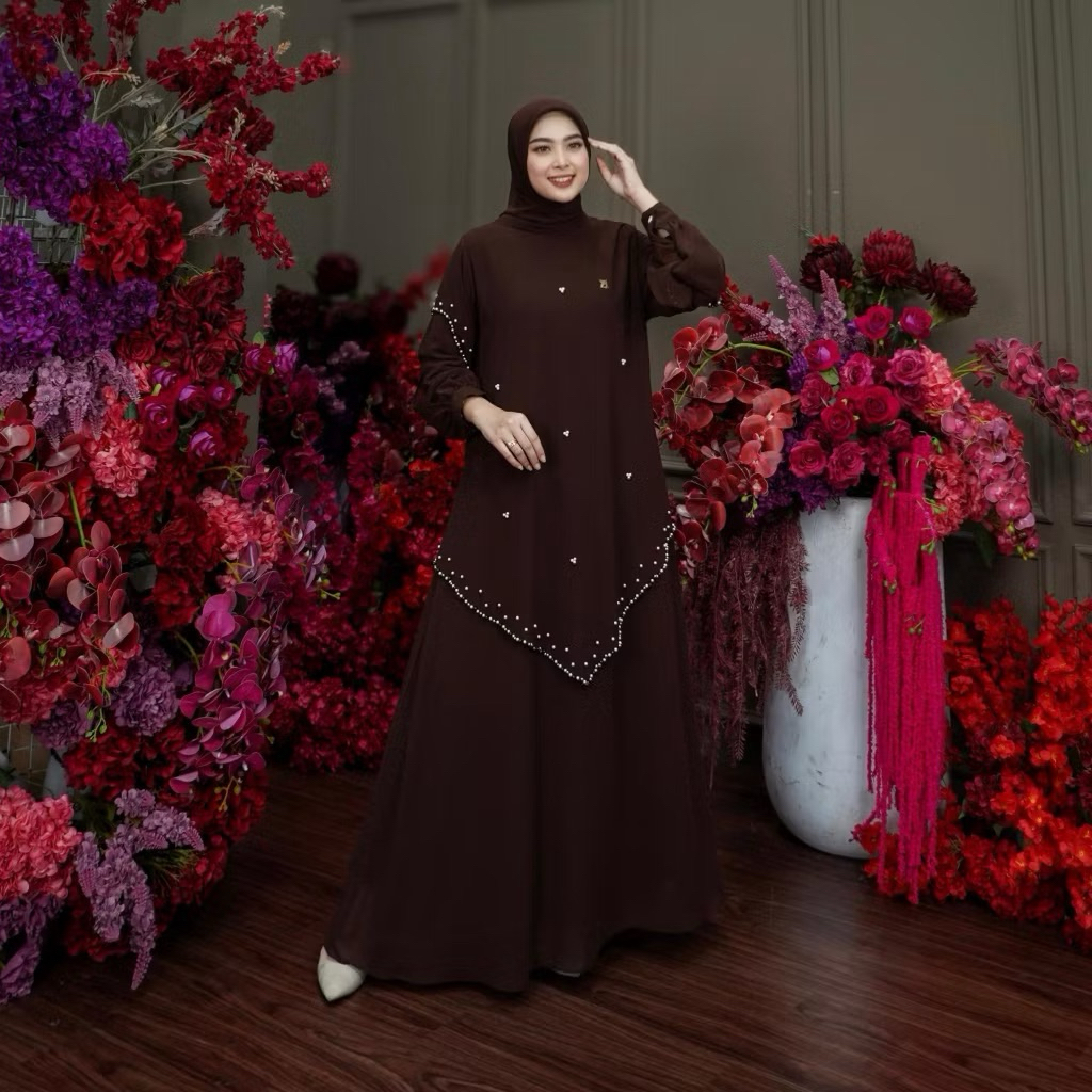 cod abaya halwa set hijab bahan chifon babydol Armani full puring