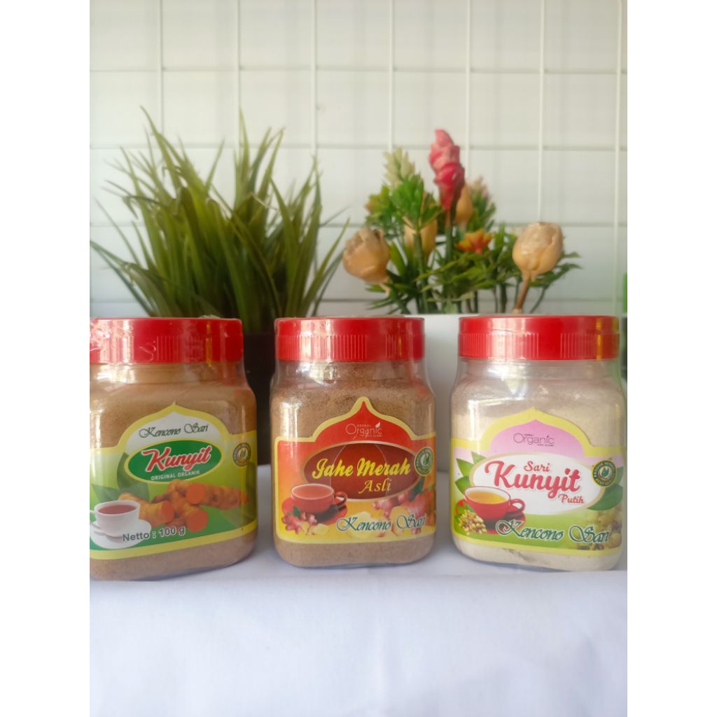 

Sari Kunyit Putih_Kunyit Murni_Jahe Merah Toples Kencono Sari