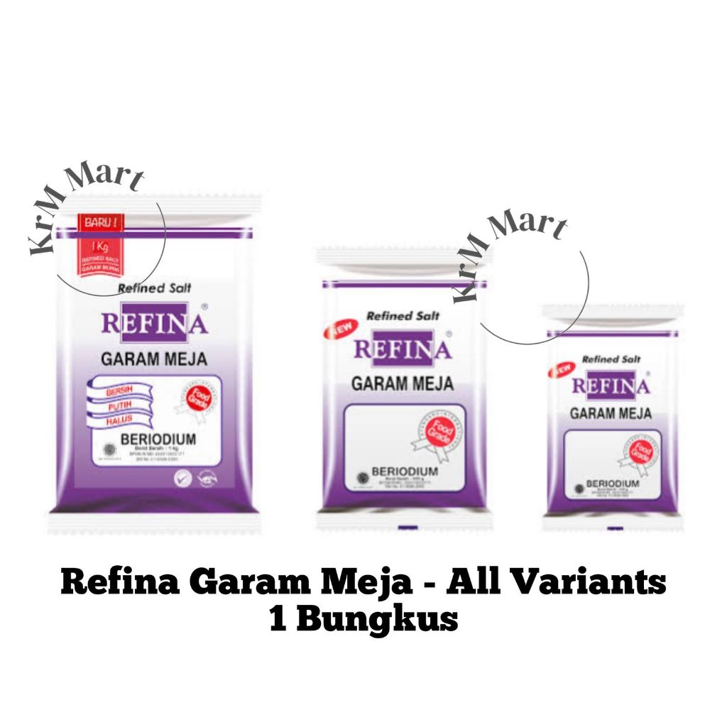 

Garam Refina 1 bungkus All Varian 500gr 250 gram g meja garem halus beryodium beriodium refined salt bersih putih food grade