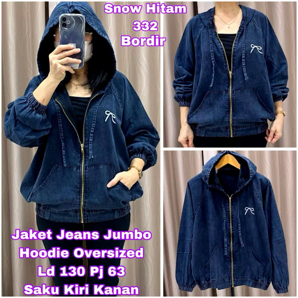 332 JACKET JEANS HOODIE JUMBO BORDIR PITA LD130 WANITA|JACKET DENIM|JACKET BIGSIZE