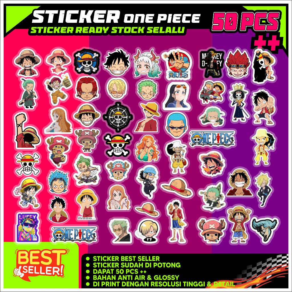 

Sticker One Piece 50 Pcs sudah cutting & anti air