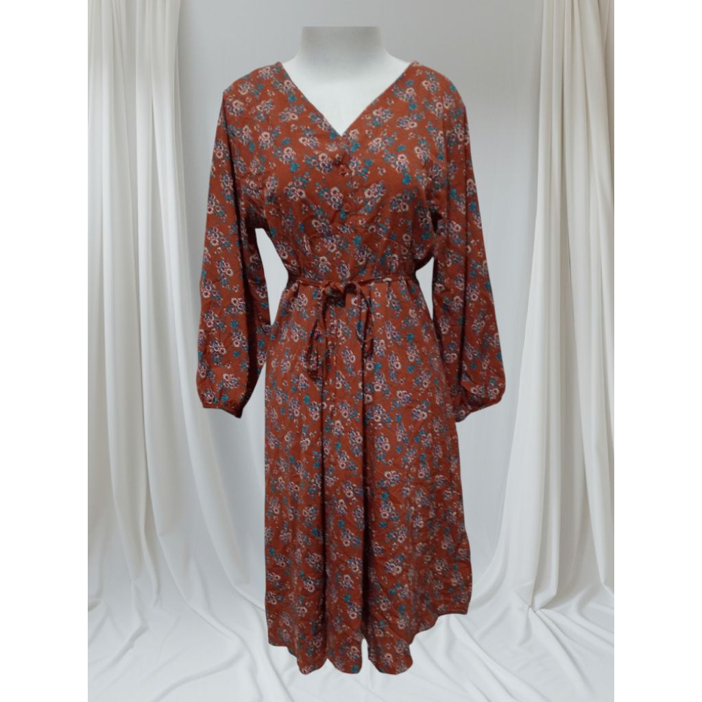 Dress katun sifon lengan panjang