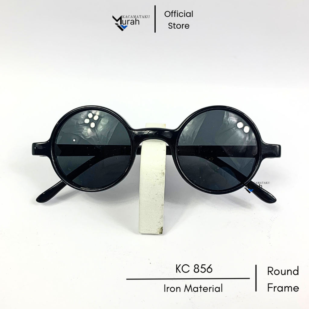 Kacamata Hitam Coklat Frame Boboho Sunglasses Plastik Besi Bulat Lennon  Pria KC 856 - 3019