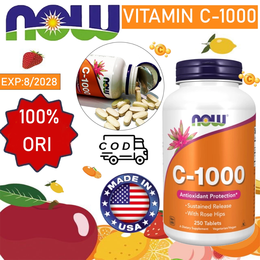 [100% Ori-COD]Now Vitamin C 1000 250 Tablets Vitamin Untuk Daya Tahan Tubuh now c1000 c-1000