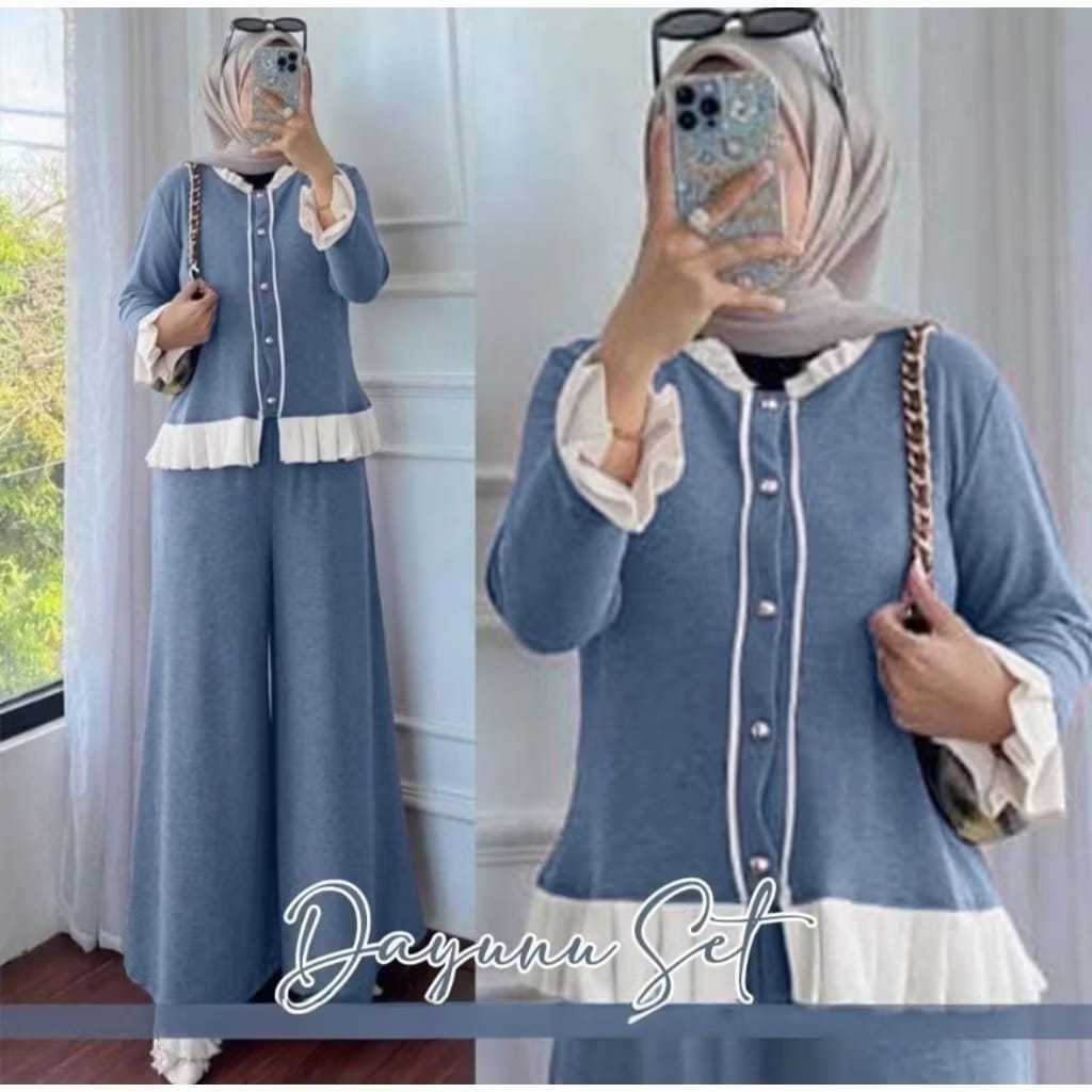 DAYUNU SETELAN POLOS CRINKLE AIRFLOW LD 110 // ONE SET POLOS // SET WANITA KEKINIAN OOTD FASHION WAN