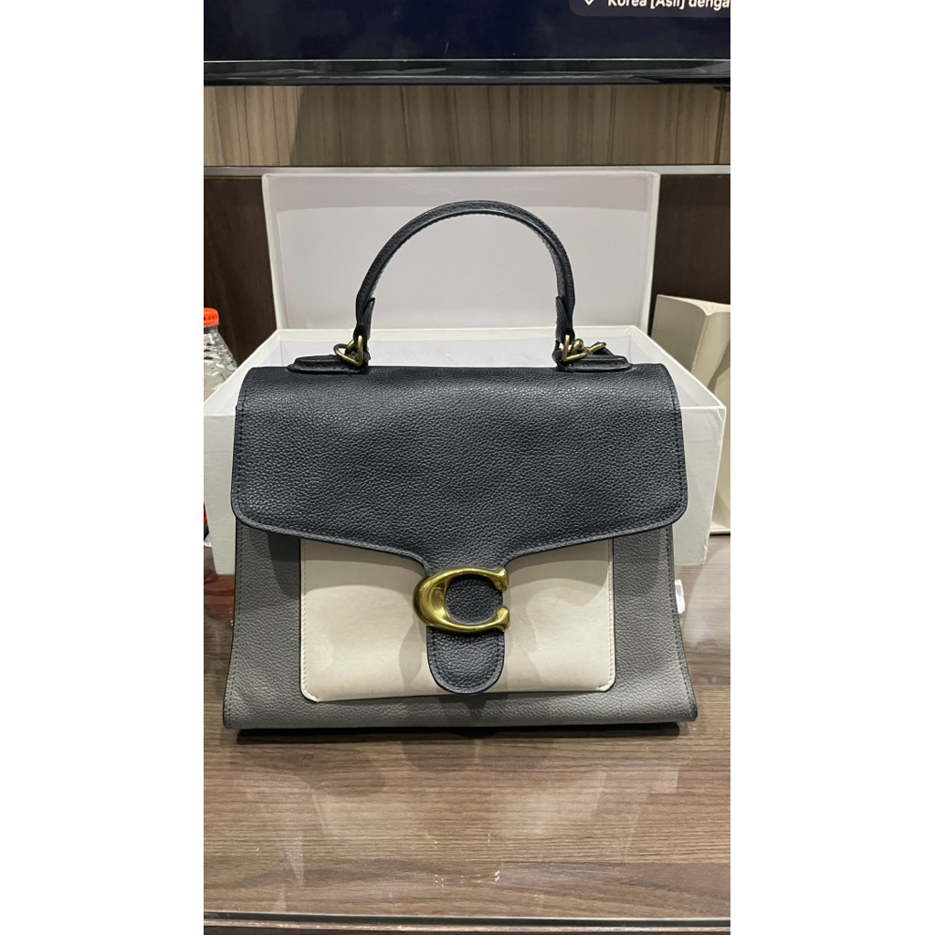 Coach Tabby Top Handle White Black (sling bag)
