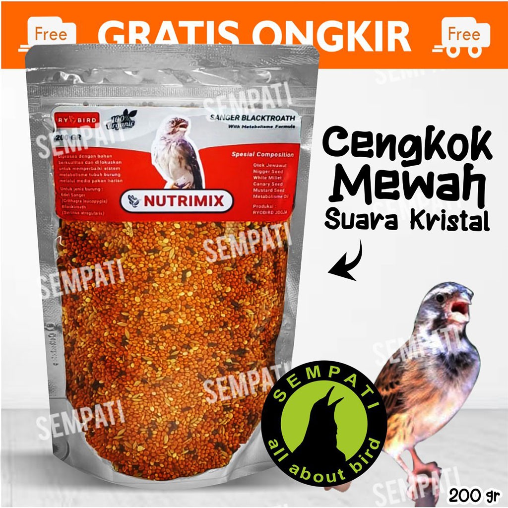 SEMPATI Nutrimix Jewawut Mix 200gr Pakan Burung Sanger Blackthroat Mozambik Redsiskin Pakan Harian B