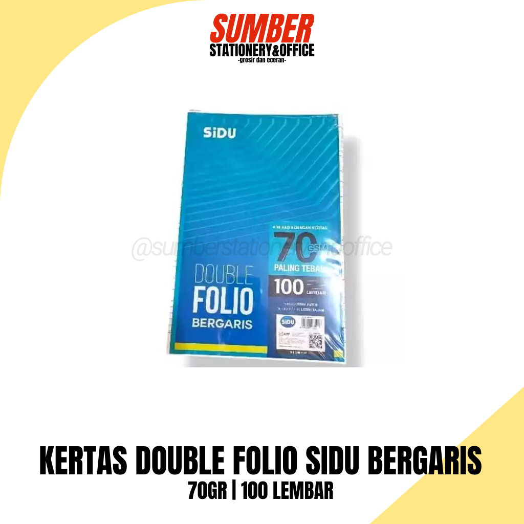 

Kertas Double Folio Bergaris SIDU - Isi 100 Lembar (KF4-S) - Untuk Tugas & Skripsi [1 Pack]