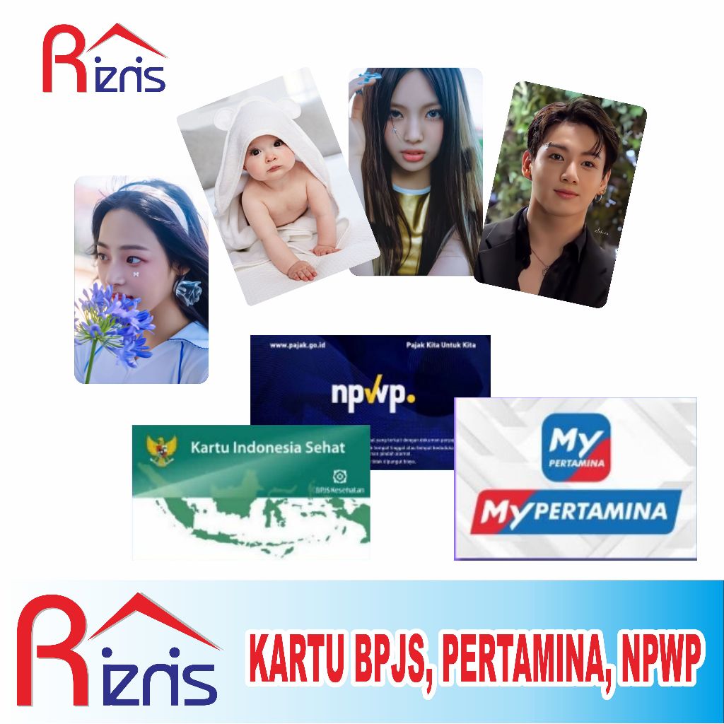 

cetak custom id card bpjs, barcode pertamina, npwp, kis dll