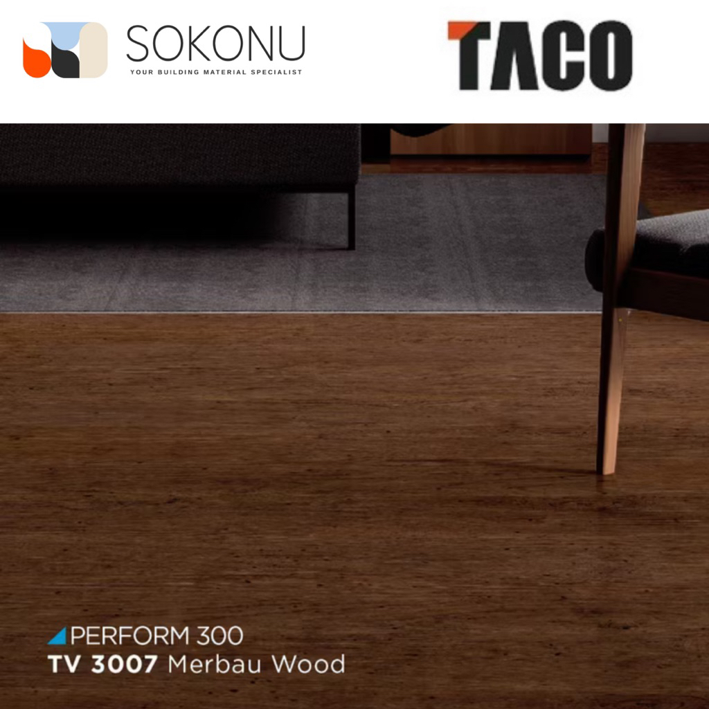 TACO Lantai Vinyl 3mm Motif Kayu per 1 Box (Isi 24 lembar / 3,34 m²) TACO Flooring Plank Wood Series