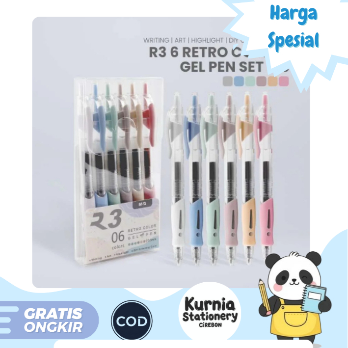 

M&G Retractable Gel Pen/ Gel Pen R3 Retro Color AGP023R4 (1 Pack 6 Warna)