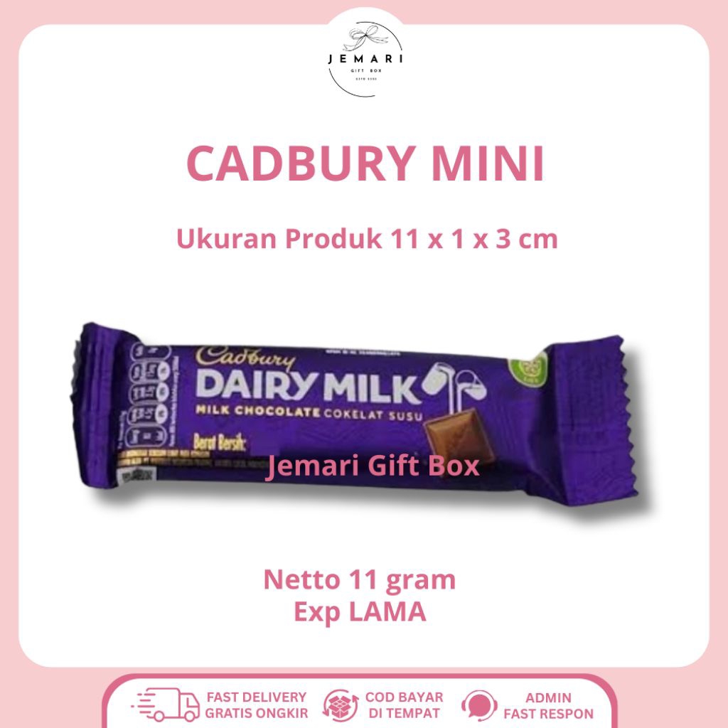 

Cokelat Lembut Cadbury Dairy Milk Mini 11 gram by Jemari Gift Box